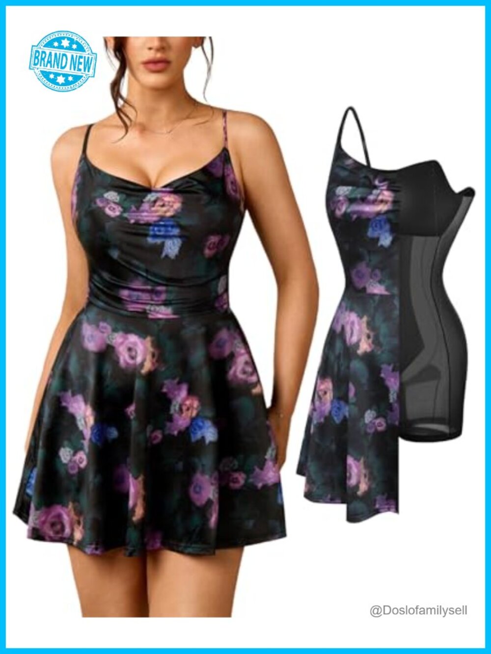 Popilush Mini Corset Dress with Built in Bra A-Line Shapewear